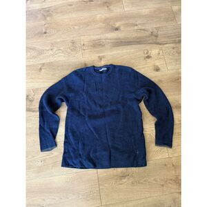 SMARTWOOL L Mens Navy 100% Merino Wool Oversized Sweater Pullover Crew Blue